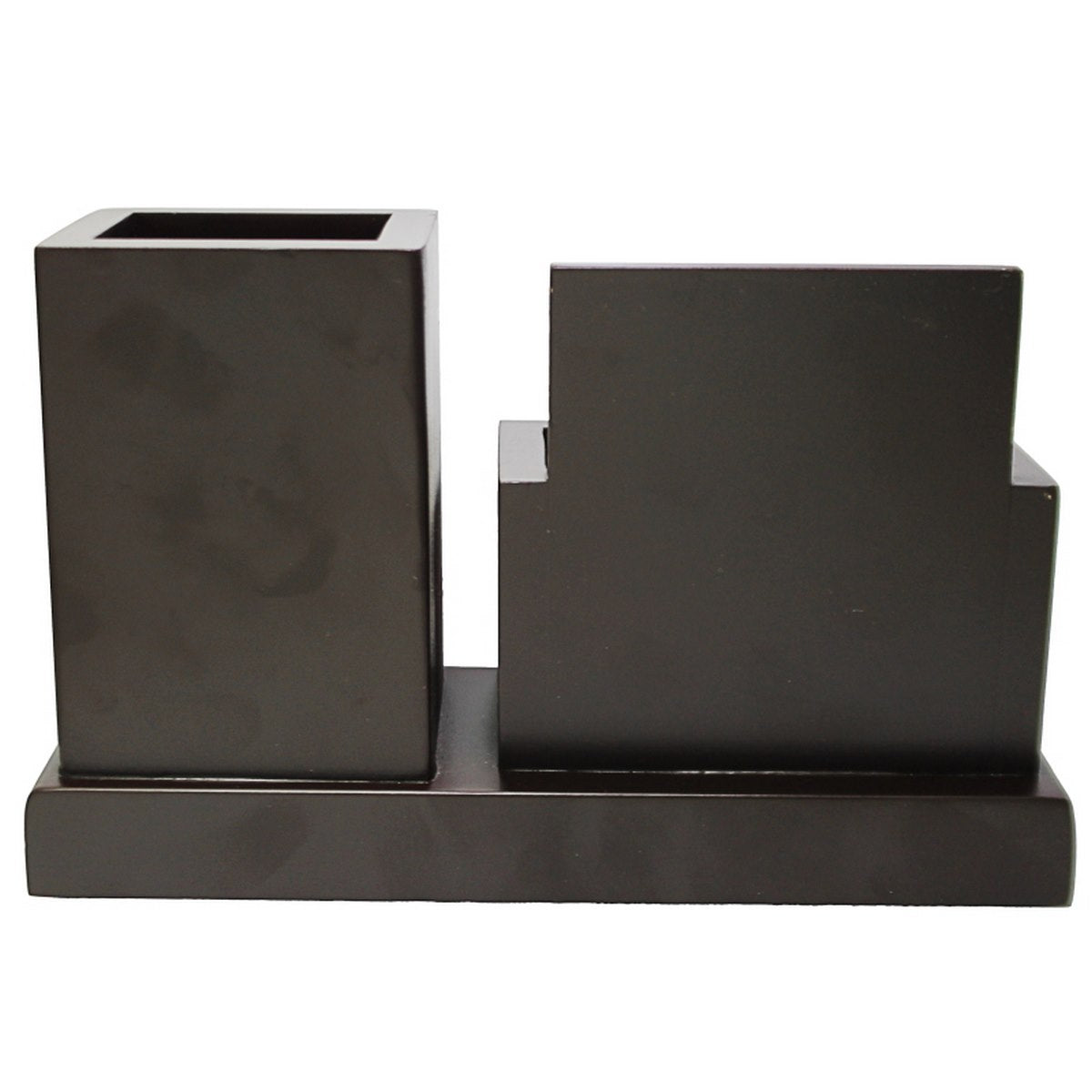 Classic Twin-Block Wooden Desk Organizer with Clock