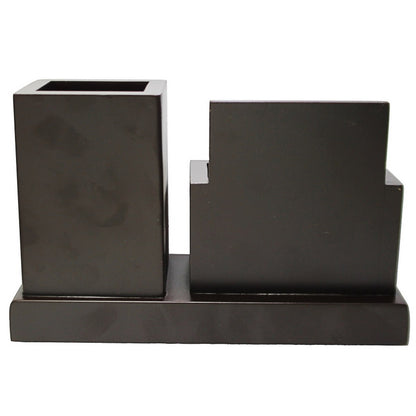 Classic Twin-Block Wooden Desk Organizer with Clock