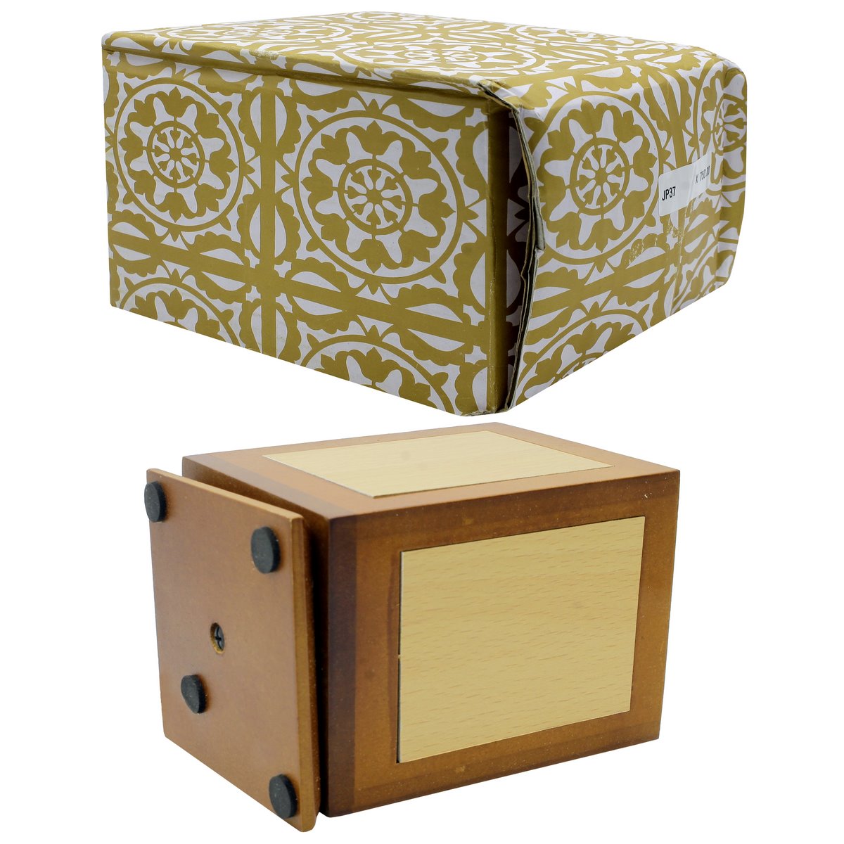 Rotating Wooden Desk Organizer with Clock & Drawer