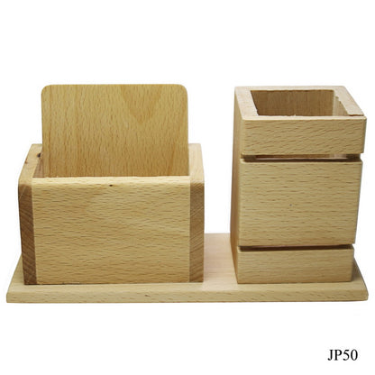 Dual Wooden Organizer – Natural Beechwood Finish