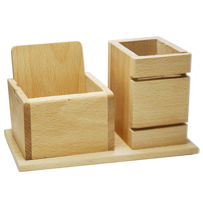 Dual Wooden Organizer – Natural Beechwood Finish