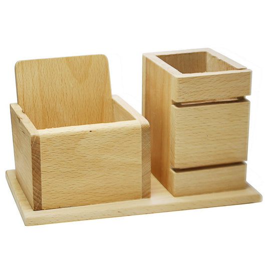 Dual Wooden Organizer – Natural Beechwood Finish