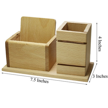 Dual Wooden Organizer – Natural Beechwood Finish