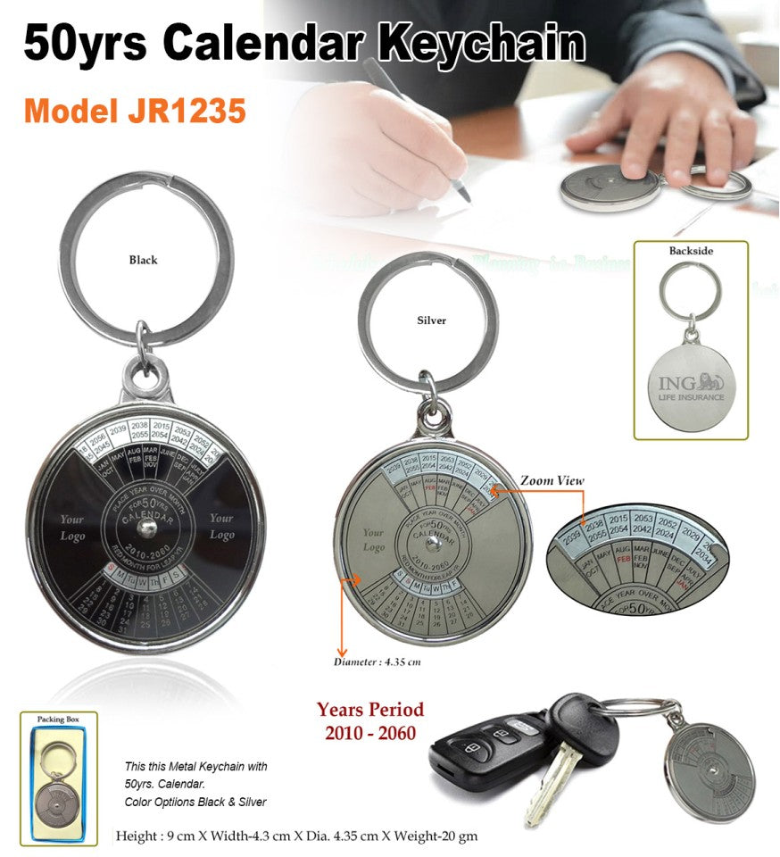 50-Year Calendar Metal Keychain