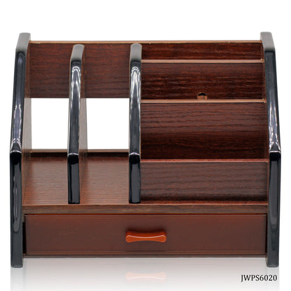 Executive Wooden Desk Organizer with Drawer & 5 Compartments