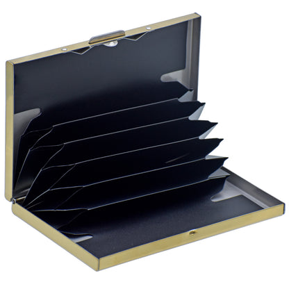 Premium Gold Metal Accordion Card Holder