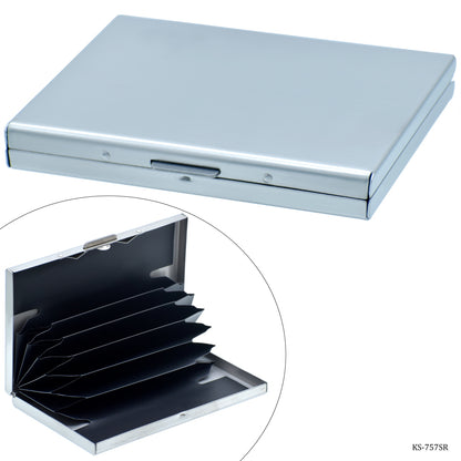 Sleek Silver Metal Accordion Card Holder