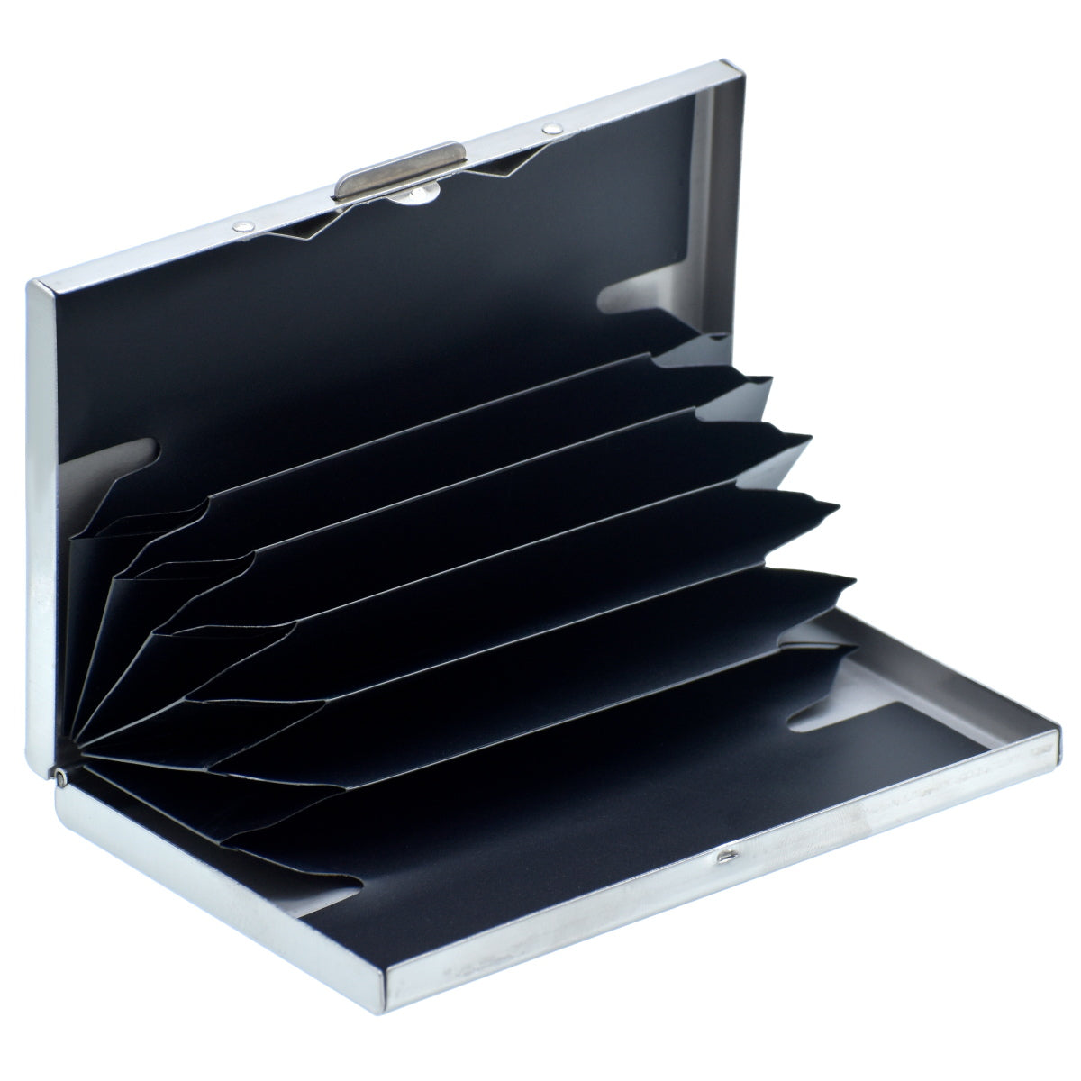 Sleek Silver Metal Accordion Card Holder