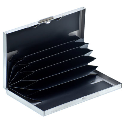 Sleek Silver Metal Accordion Card Holder