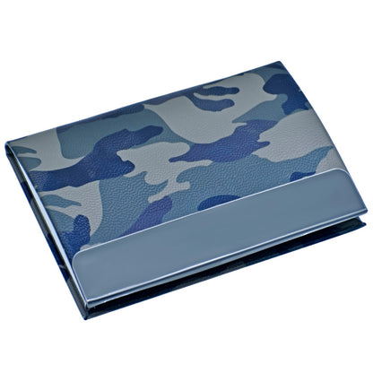 Camouflage Leatherette Business Card Holder with Steel Trim