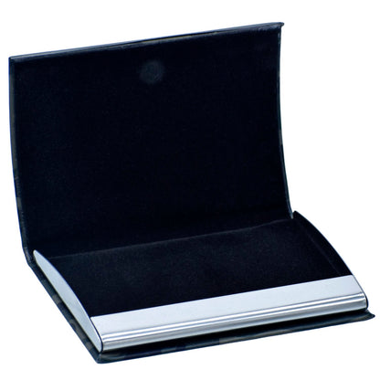 Camouflage Leatherette Business Card Holder with Steel Trim