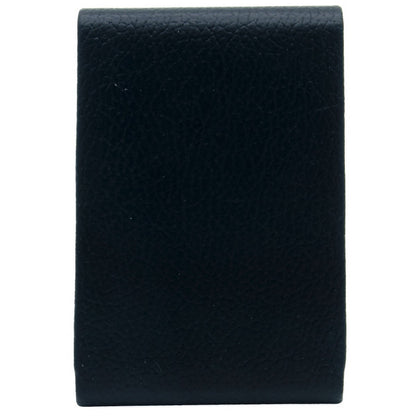 Vertical Leatherette Business Card Holder with Brushed Metal Accent