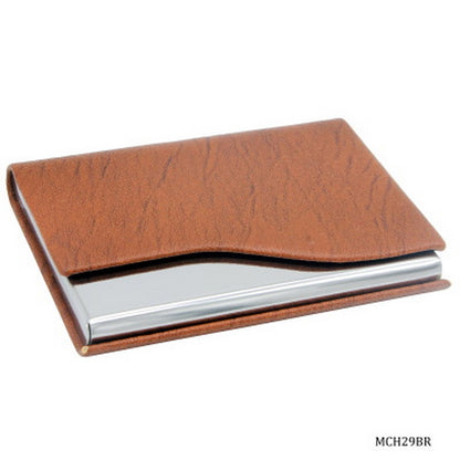 Elegant Brown PU Leather Business Card Holder