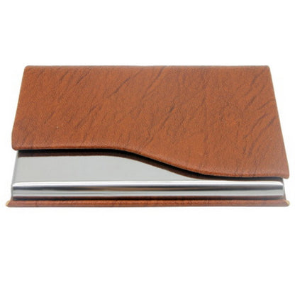 Elegant Brown PU Leather Business Card Holder