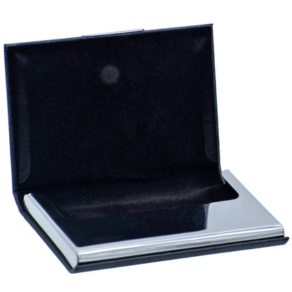 Black Textured Card Holder with Chrome Round Clasp