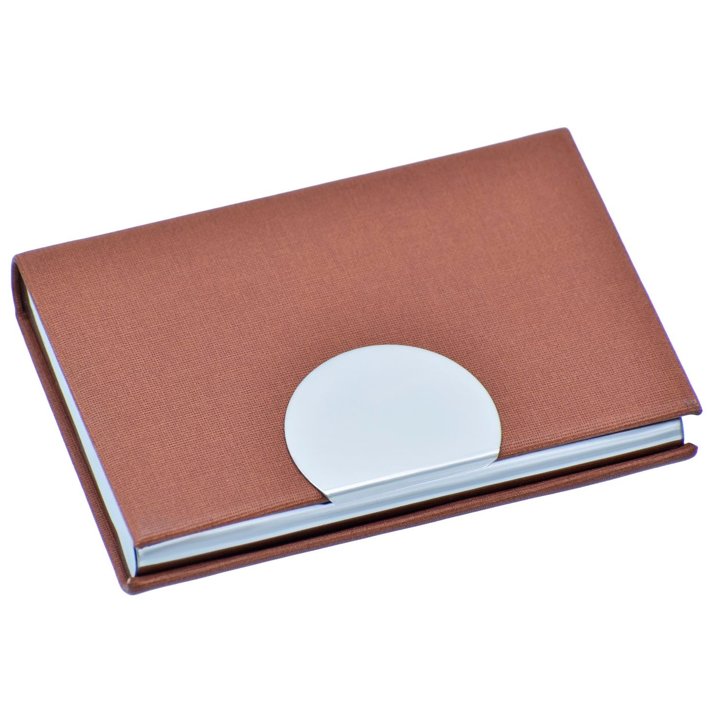 Brown Textured Card Holder with Chrome Round Clasp