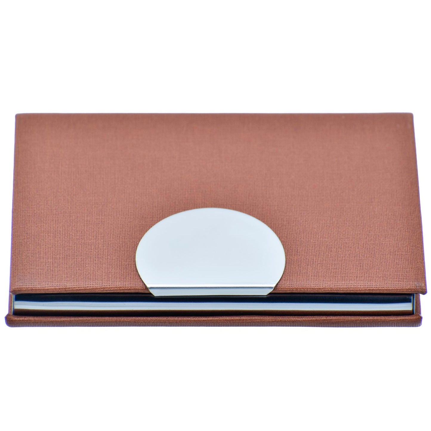 Brown Textured Card Holder with Chrome Round Clasp