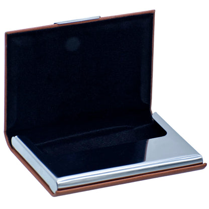 Brown Textured Card Holder with Chrome Round Clasp