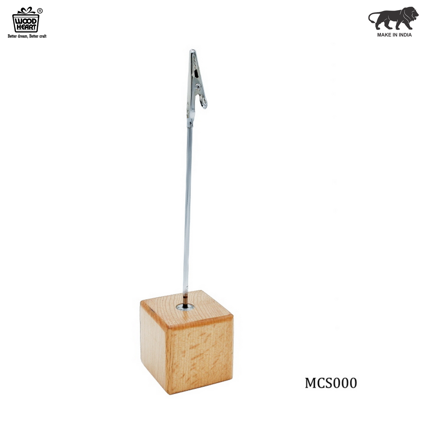 Wooden Cube Memo Clip Holder