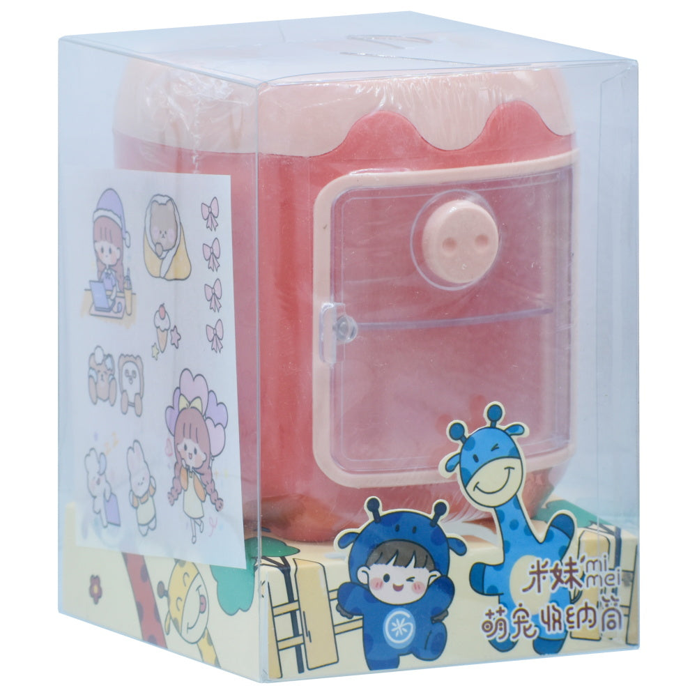 Cute Dual-Compartment Pen Holder with Mini Drawer