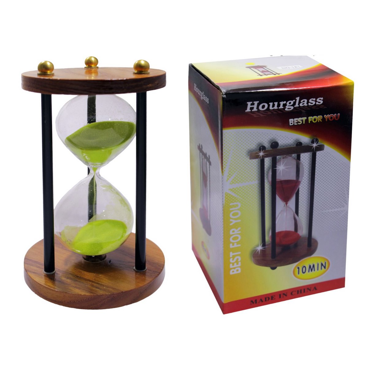 Wooden Frame Hourglass Timer – 10 Minute Countdown