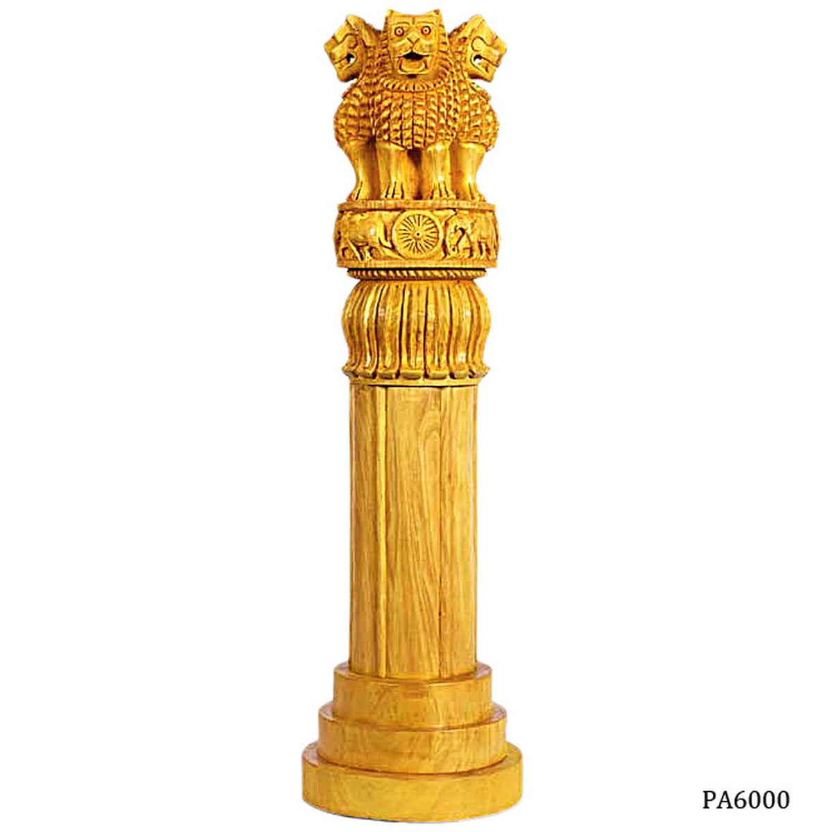 Premium Wooden Ashoka Pillar – Handcrafted National Emblem of India