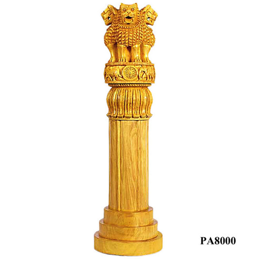 Grand Wooden Ashoka Pillar – Handcrafted National Emblem (Large Size)