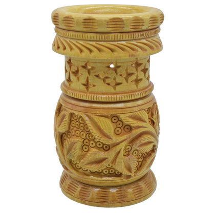 Wood Heart Handcrafted Floral Pen Holder