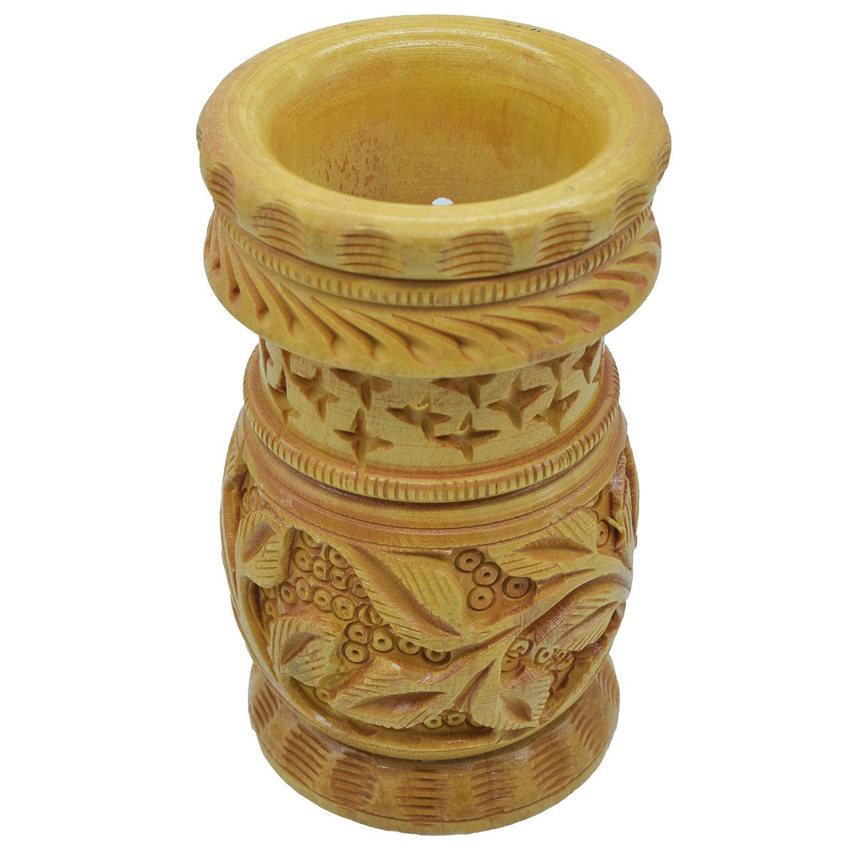 Wood Heart Handcrafted Floral Pen Holder