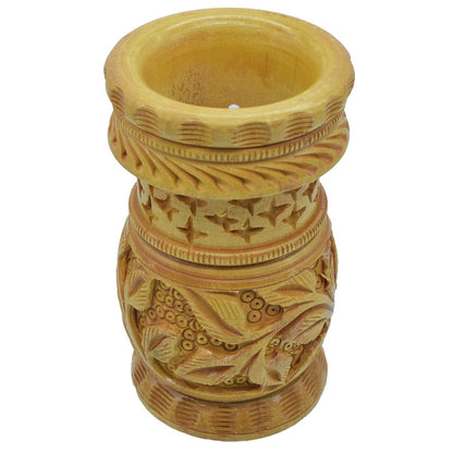 Wood Heart Handcrafted Floral Pen Holder