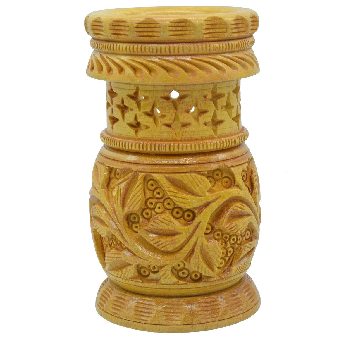 Wood Heart Handcrafted Floral Pen Holder