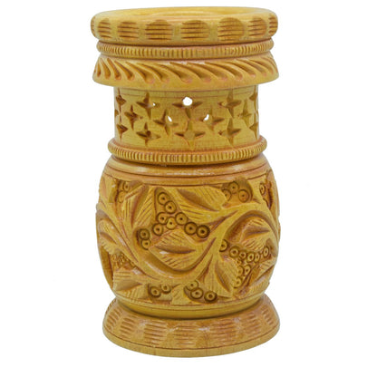 Wood Heart Handcrafted Floral Pen Holder