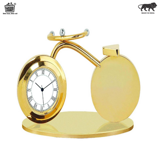 Bicycle Design Desk Clock – Gold Finish