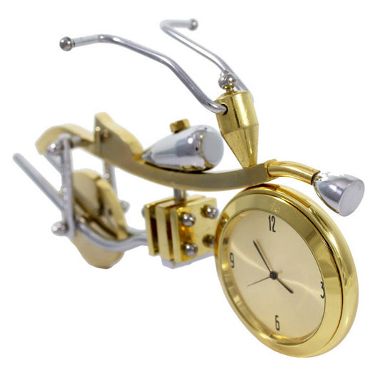 Metal Motorcycle Desk Clock – Gold & Silver Finish