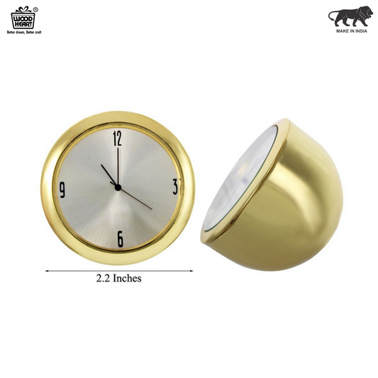 Wood Heart Gold Finish Mini Desk Clock