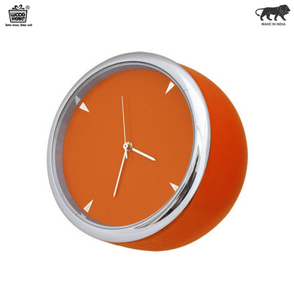 Wood Heart Orange Finish Mini Desk Clock – Modern Round Design