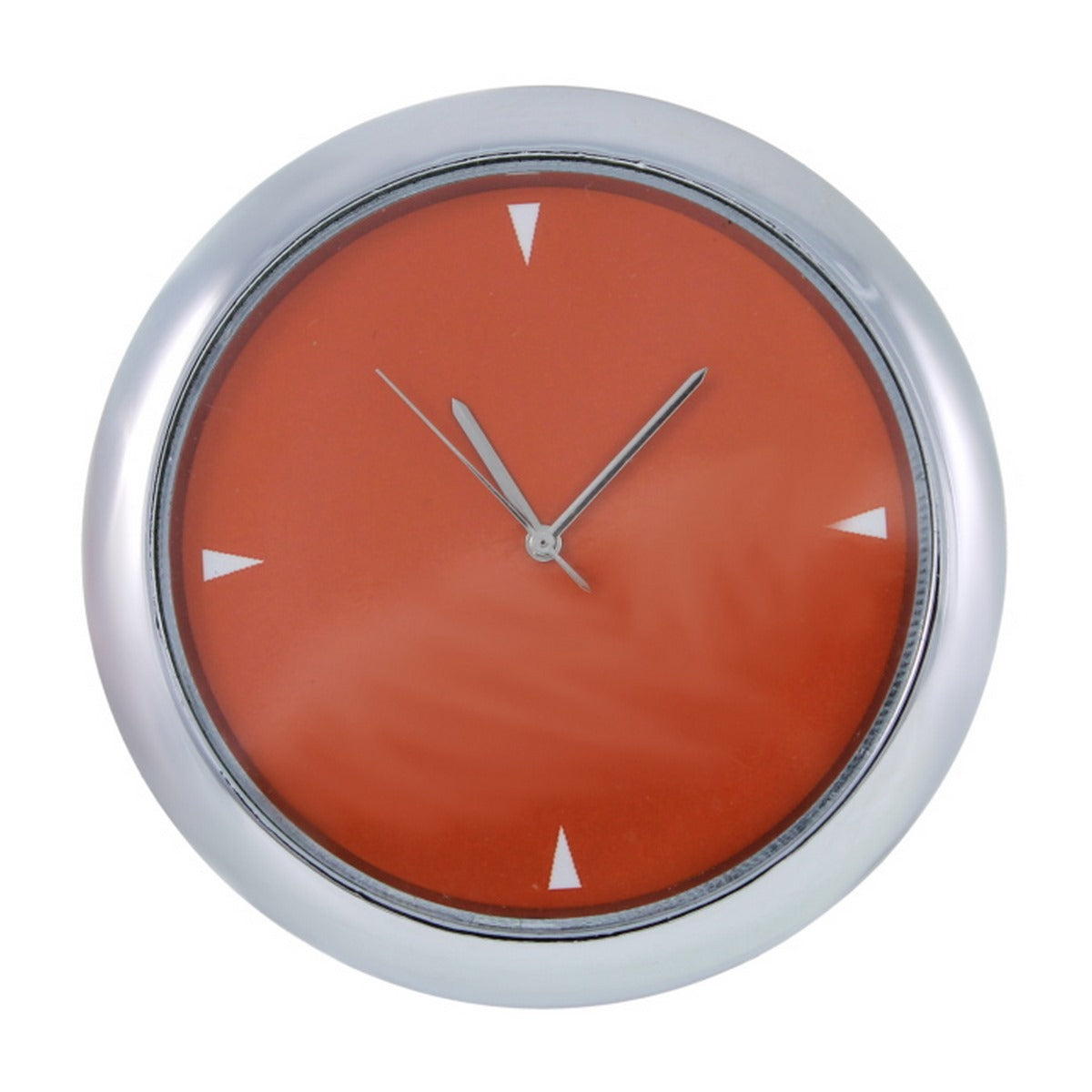 Wood Heart Orange Finish Mini Desk Clock – Modern Round Design