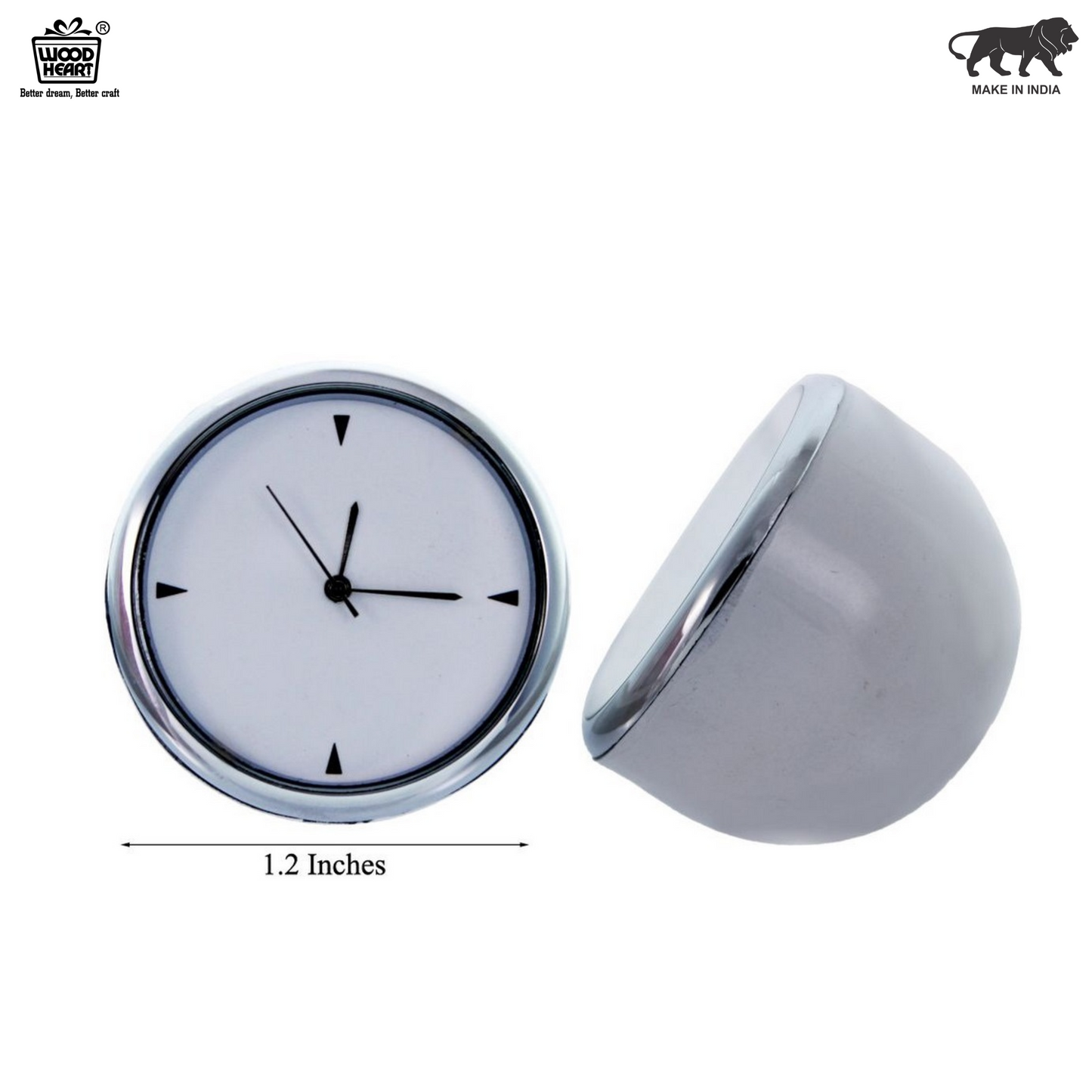 White Finish Mini Desk Clock with Chrome Trim
