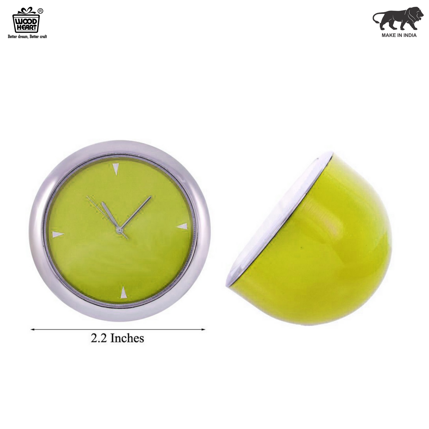 Big Yellow Finish Mini Desk Clock with Chrome Trim