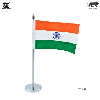 Premium Indian Table Flag with Tall Chrome Stand