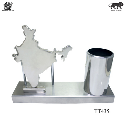 Desk Organizer with India Map Cutout & Pen Holder