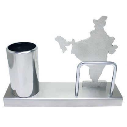 Desk Organizer with India Map Cutout & Pen Holder