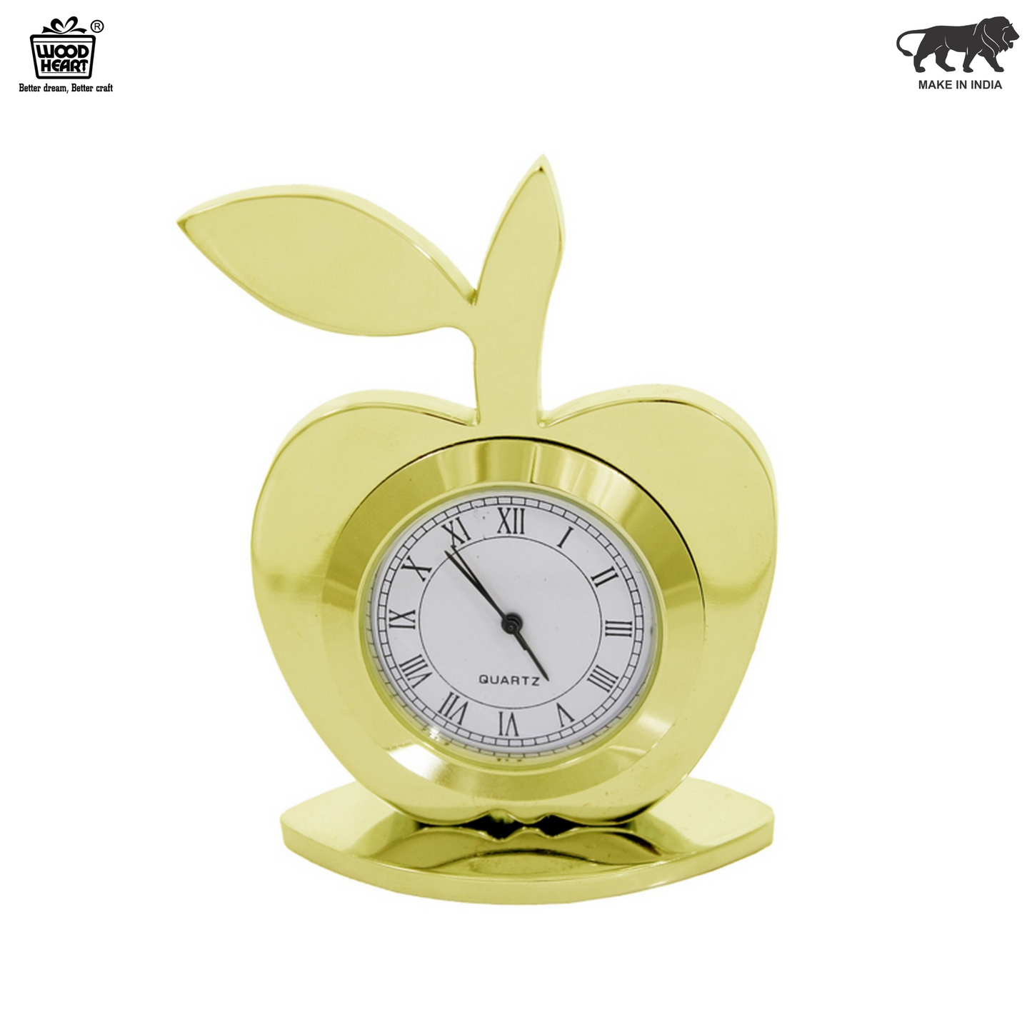 Wood Heart Apple Design Quartz Table Clock