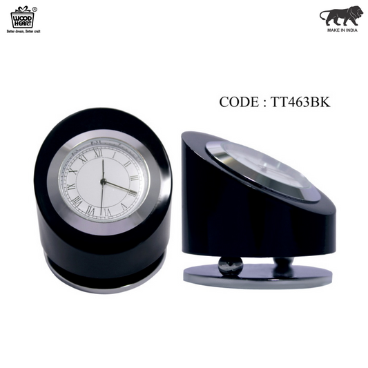 Wood Heart Black Rotating Desk Clock