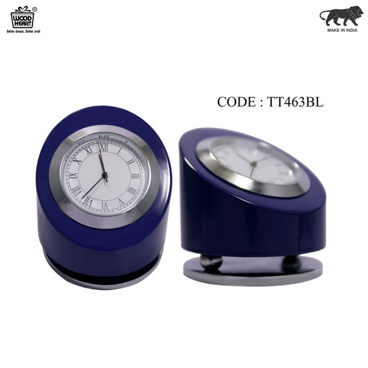 Wood Heart Blue Rotating Desk Clock