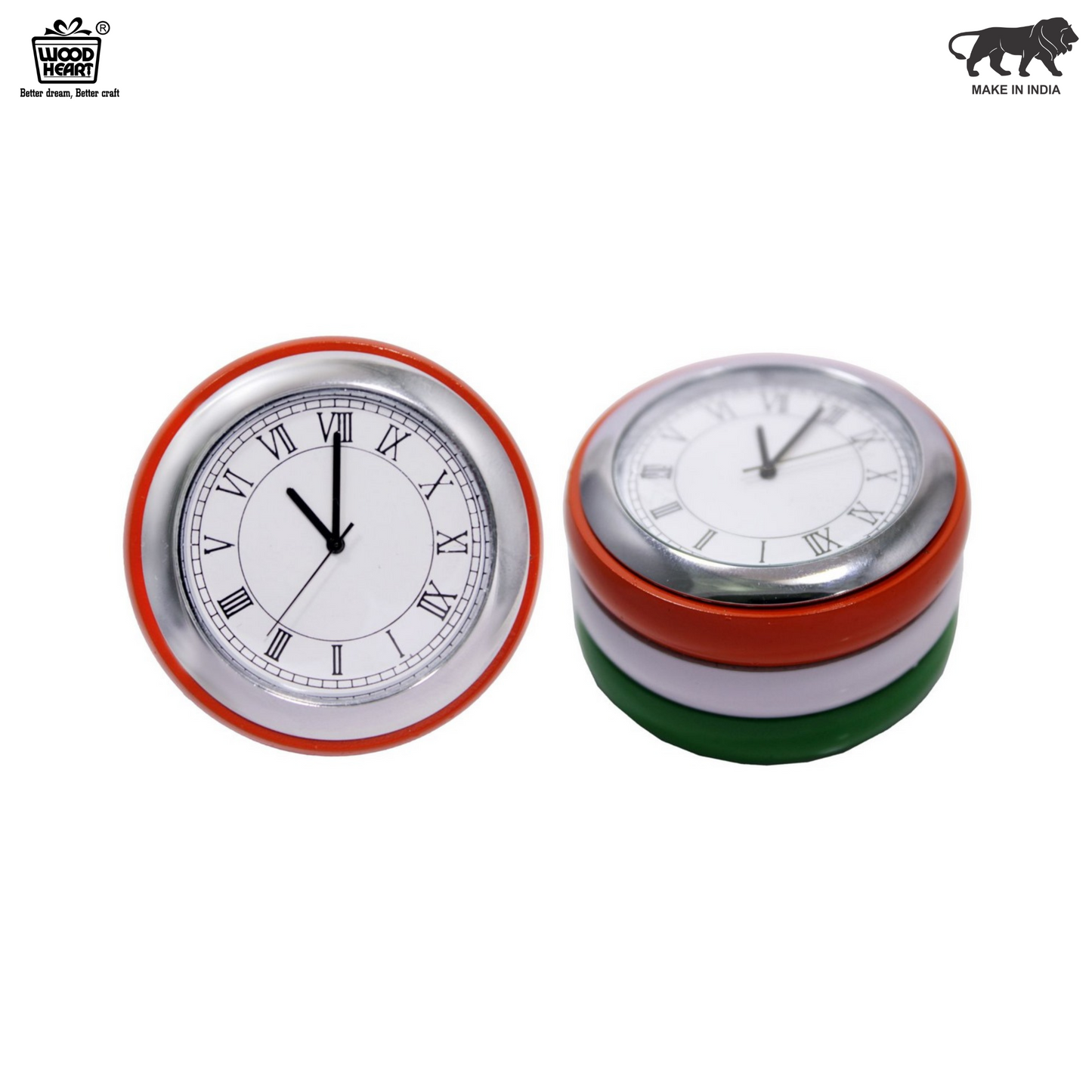 Wood Heart Tricolor Desk Clock (India Edition)