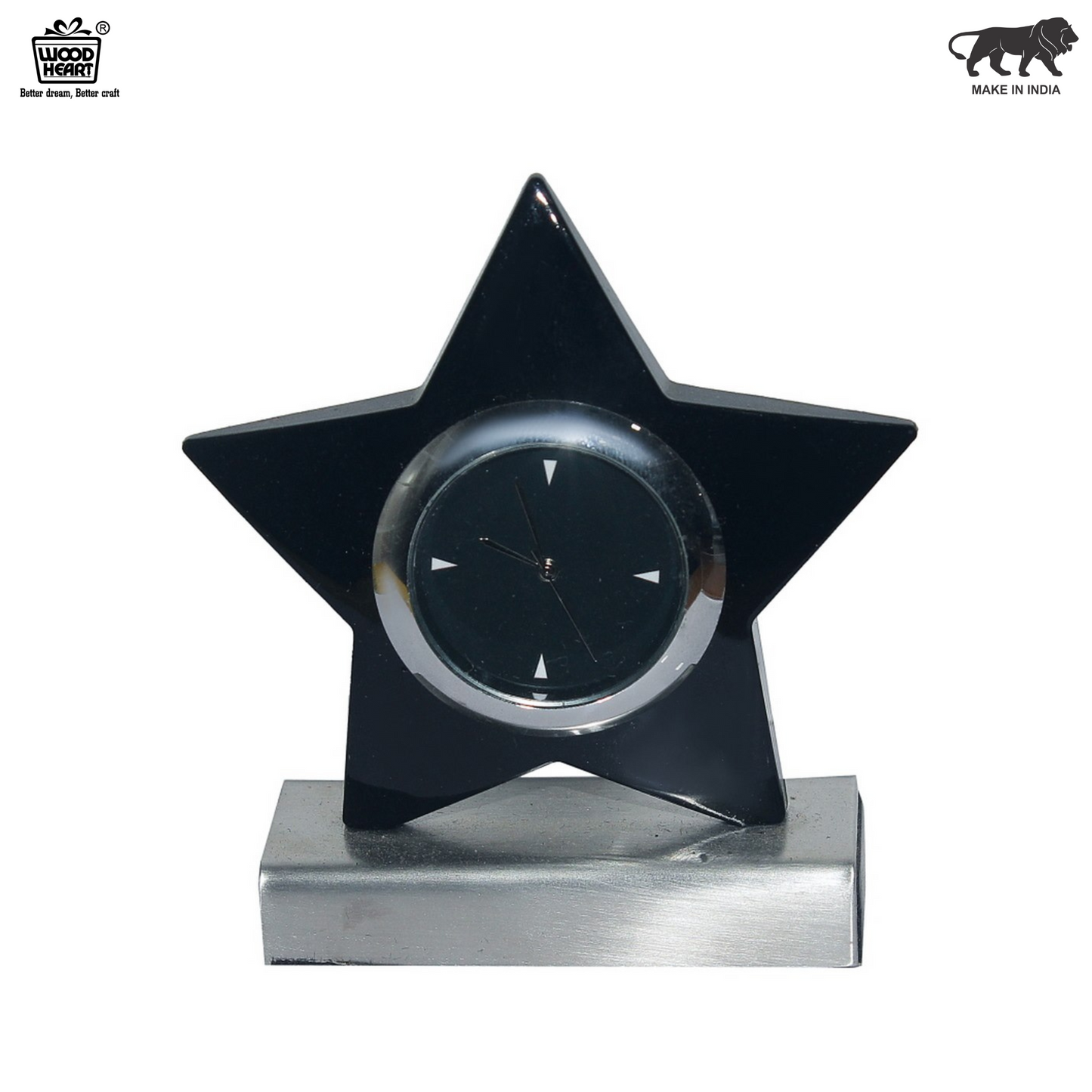 Wood Heart Star Trophy Clock