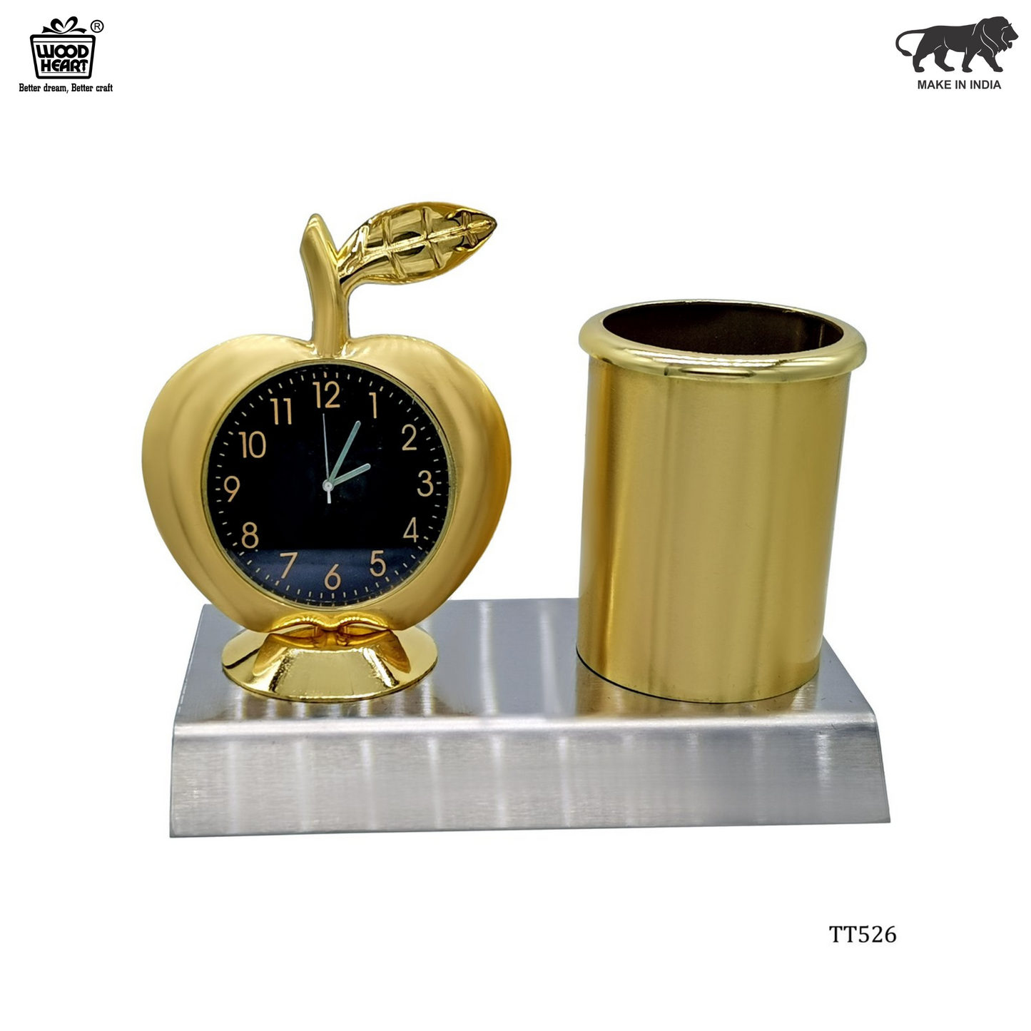Wood Heart Apple Clock & Pen Holder