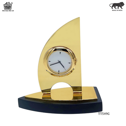 Wood Heart Golden Sail Desk Clock
