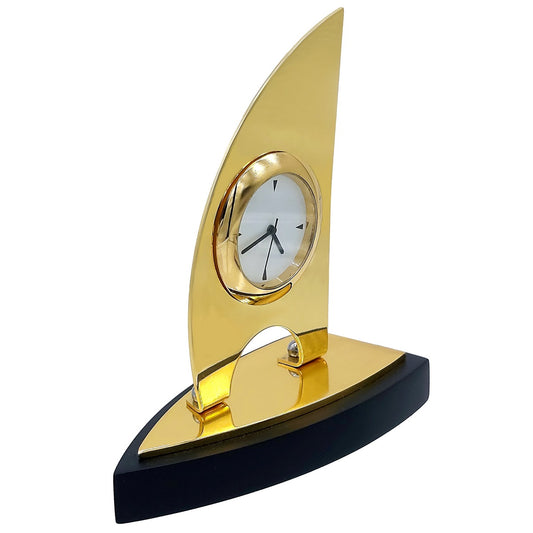 Wood Heart Golden Sail Desk Clock
